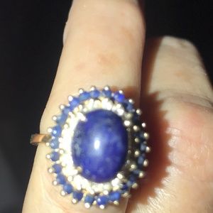 Lapis dome ring, set in 14k yellow gold in an intr